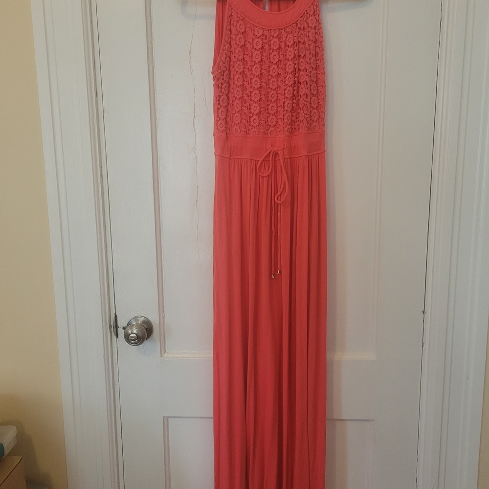 Calvin Klein Coral Lace Maxi Dress